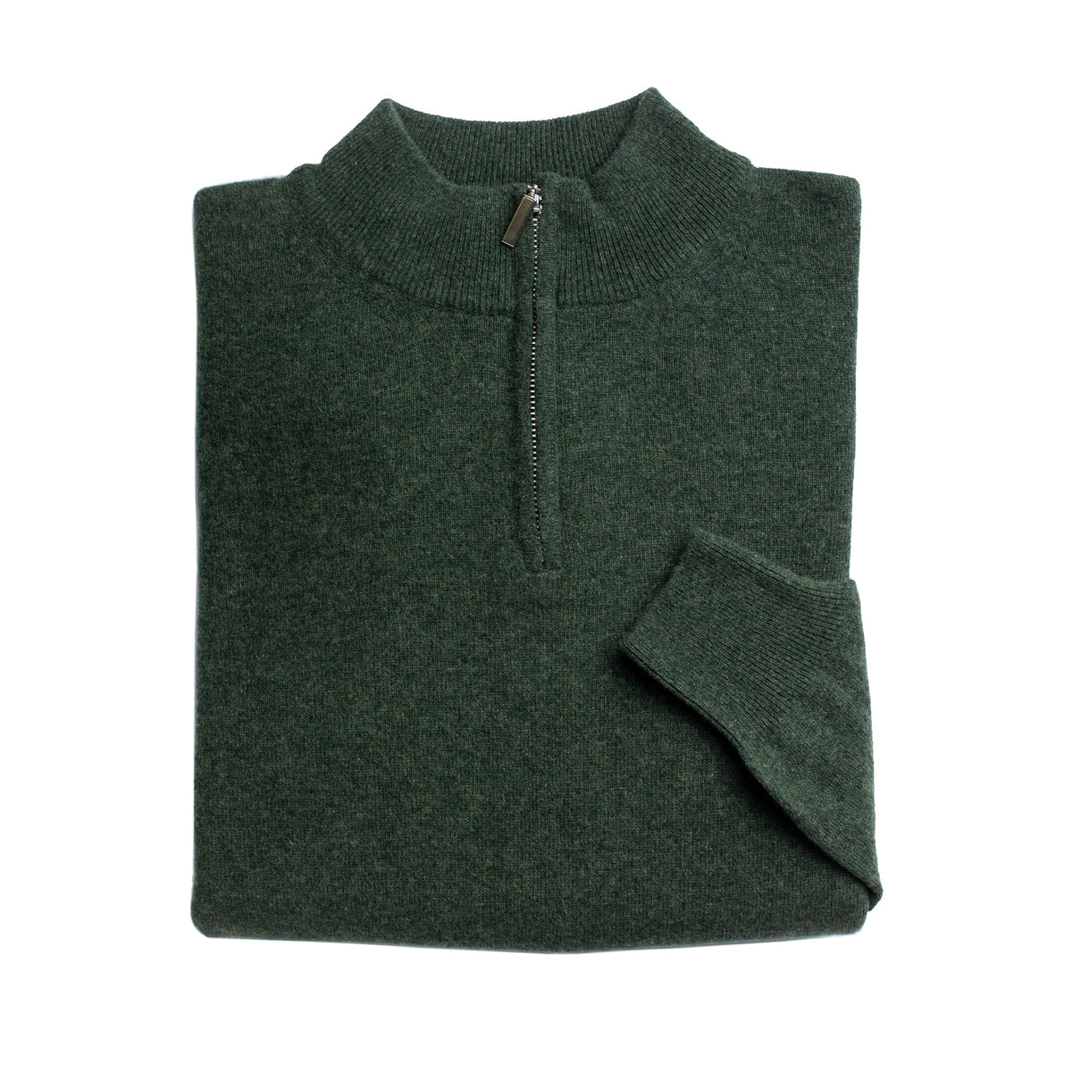 Mens Forest Green 100 Lambswool Half Zip Jumper