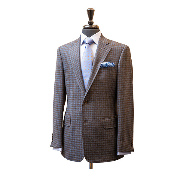 Toby Luper Signature Collection Blue & Brown Check Tweed