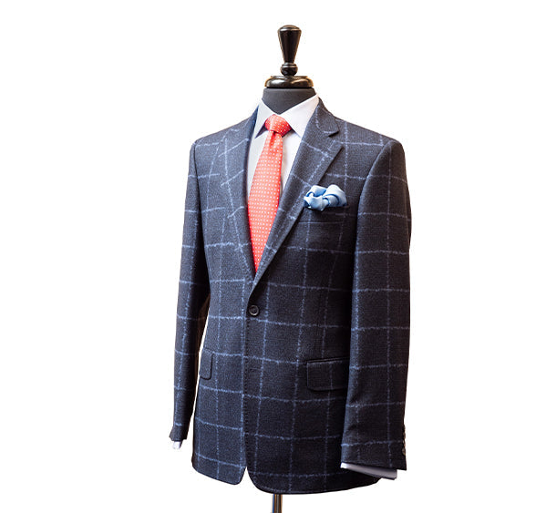 Toby Luper Signature Collection Blue Windowpane Check Tweed UK